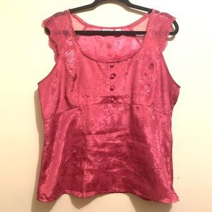 CATO Pink Embroidered/Lace Sleeveless Top | 14